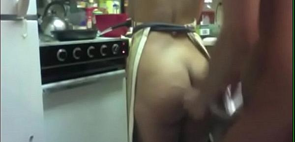  A bitch with nice ass fucked standing in her kitchen